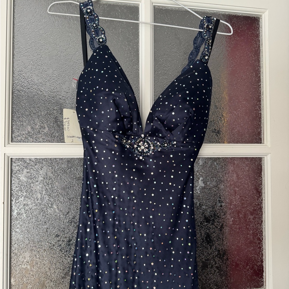 Gorgeous Sparkling Navy Beaded Gown
